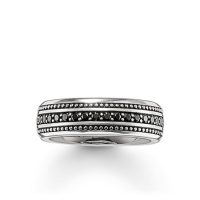 TR2004M66 THOMAS SABO SILVER BEADED LINE BLACK CZ RING