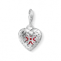 CC1313 THOMAS SABO SILVER C/CLUB ARABESQUE RED HEART LOCKET CHARM