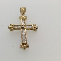 F1607/FP2359BO 9CT GOLD CZ CROSS 3.9G