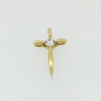 FP1999 18CT YG WITH 1 CZ CROSS 1.63G