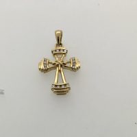 G1226-SP701HN 18CT Y/G DIA CROSS DIAMOND D= 23P