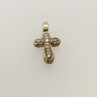 G1446/SP1684HN 9CT Y/G CZ CROSS PENDANT 2.69G