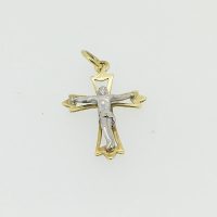 G1482-SP4193HN 18CT 2 TONE CROSS PENDANT 1.8G