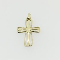 G1484-SP4189HN 18CT Y/G CUT WORK PLAIN CROSS PENDANT 2.04G