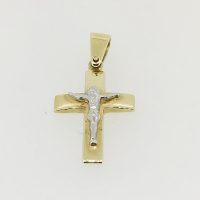 G1488-SP5HN 18CT 2 TONE CROSS + JESUS 3.9G