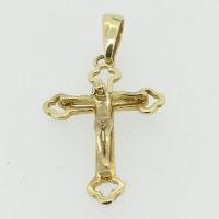 SP4192 18CT YG CROSS WITH MATT FINISH JESUS 2.7G