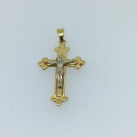 G1514-SP4326HN 18CT 2 TONE ORTHODOX CROSS WITH JESUS 3.6G