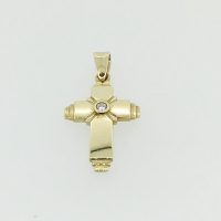 G1527-TP3415HN 18CT Y/G PLAIN CROSS+1 DIA 4.78G