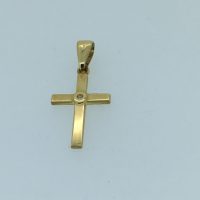 G23423-CM196 18CT YG CHARMOUR STRAIGHT THIN PLAIN DIA CROSS D=1P