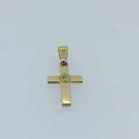 G23424-CM197 CHARMOUR 18CT YG 20MM STRAIGHT PLAIN DIA CROSS