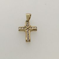 SP4576HN 9CT GOLD CZ CROSS 2.7g