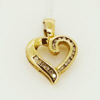 G6061-SP4792HN 9CT GOLD CHANNEL SET DIAMOND OPEN HEART PENDANT D= 10P
