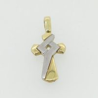 G7883-SP5495HN 18CT 2-TONE-GOLD CROSS 3.74G