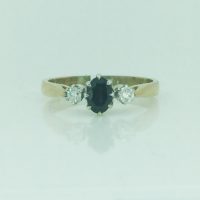 GR642HN 9CT 2T GOLD SAPPHIRE/DIA RING TDW= 0.14CT