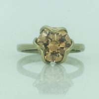 SR4588 9CT YG YELLOW CZ LOTUS DESIGN RING