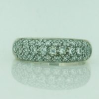 SR4603 9CT GOLD RHODIUM PLATING GRAIN SET CZ DOME BAND