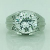 SR4120 9CT WG 4 CLAW SET ROUND CZ CENTER CHANNEL SET ROUND CZZ SHANK-RING