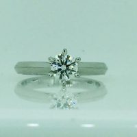 SR5944 18CT WG 6 CLAW SET SOLITARE BRILLIANT CUT DIAMOND RING D1=0.60CT G/VS1