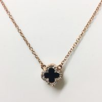 SN4165 9CT RG ONYX CZ CLOVER CHAIN 2.45G