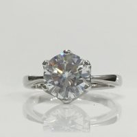 RING9 SILVER 6 CLAW SET ROUND CZ RING