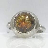 SR5836 SILVER ROUND AMBER RING